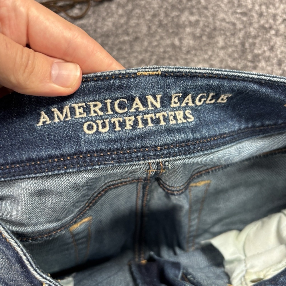 American Eagle Kick Boot Jeans Womens 4 Long Dark Wash Super Stretch Denim - Picture 7 of 12